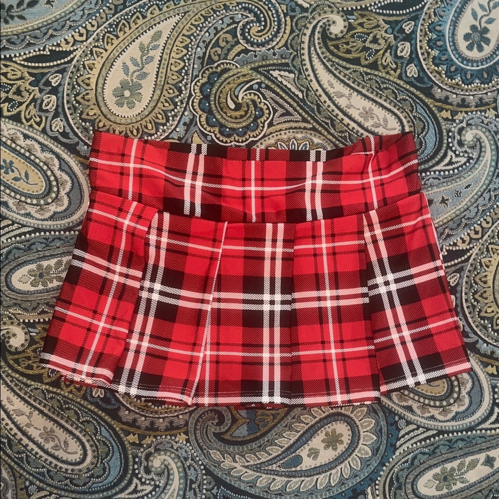 Spencer's Red and Black Plaid Mini Skirt S/M